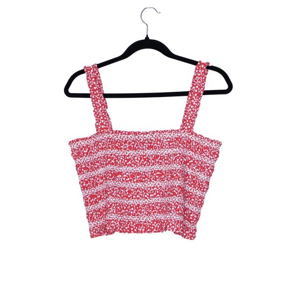 FRENCH CONNECTION Elao Rhodes Poplin Smocked Top Hibiscus in Pink Women's 12 - Picture 3 of 11